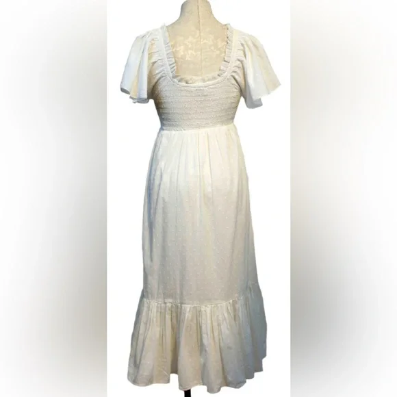 Cleobella Ashlyn White Puff Sleeve Organic Sundress with Sweetheart Neckline - Picture 3 of 4